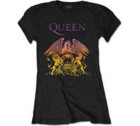 Queen Crest Gradient Freddie Mercury T-shirt pour femme Noir - Noir - Medium