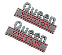 Queen Edition Autocollant Emblème 3D, 2 Pièces Autocollants 3D Métal Imperméables pour Pare-Chocs, Design Queen Edition Sticker Métal pour Voiture, pour Camions SUV Pare-Brise Vitre Porte Panneau