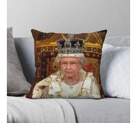 Queen Elizabeth II Parliament Pro Taie d'oreiller carrée Polyester Lin Velours Creative Zip Decor Home Housse de coussin 45,7 cm
