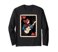 Queen Heart Guitarist Guitare Vintage Amateur de Jeu de Cartes Manche Longue