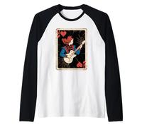 Queen Heart Guitarist Guitare Vintage Amateur de Jeu de Cartes Manche Raglan