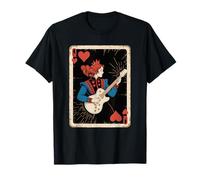 Queen Heart Guitarist Guitare Vintage Amateur de Jeu de Cartes T-Shirt