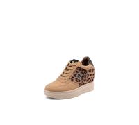 QUEEN HELENA Baskets hautes avec talon intérieur pour femme X35-42, Léopard, 36 EU