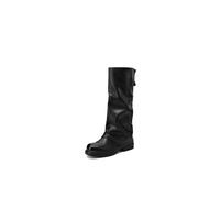 QUEEN HELENA Bottes hautes à jambe large femme X33-71, Noir en polyuréthane., 38 EU
