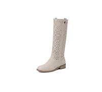 QUEEN HELENA Bottes perforées simples classiques à talons bas femmes X28-106, beige, 41 EU