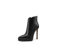 QUEEN HELENA Bottines à talons aiguilles bottines avec plateau décontracté femme K3998, Noir en polyuréthane., 40 EU