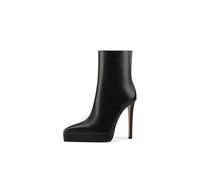 QUEEN HELENA Bottines avec plateau bottines avec talon aiguilleté femme K3452, Noir en polyuréthane., 38 EU