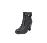QUEEN HELENA Bottines perforées avec talon bas fermeture éclair latérale avec plateau femme X28-107, Noir , 38 EU