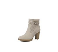 QUEEN HELENA Bottines perforées avec talon bas fermeture éclair latérale avec plateau femme XX28-107, beige, 38 EU