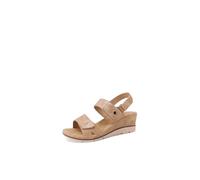 QUEEN HELENA BZ407 Sandales compensées avec semelle orthopédique décontractée pour femme, Camel, 39 EU