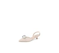 QUEEN HELENA Escarpins à Talons Bas Slingback Chaussures Élégantes Bout Fermé Femme K3696, beige, 38 EU