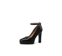 QUEEN HELENA Escarpins avec Plateau Chaussures à Talons Hauts Décontracté Élégant Femme ZM10023, Noir en polyuréthane., 40 EU