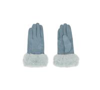 QUEEN HELENA Gants d'hiver en daim avec poils doux chauds élégants pour femme G03-2, bleu ciel, Taille unique