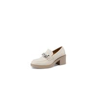 QUEEN HELENA Mocassins à talons larges français décontractés élégants pour femme X32-57, beige, 40 EU