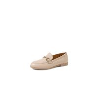 QUEEN HELENA Mocassins en Cuir Bas avec Boucle Francisine Casual Femmes QH7001, beige, 36 EU