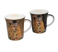 Queen Isabell Lot de 2 tasses en porcelaine 400 ml Reine Isabelle Gustav Klimt Collection Le Baiser Collection d'art élégante Coffret cadeau haut de gamme pour les amateurs d'art et les fins gourmets