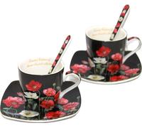Queen Isabell Tasse à espresso, set de tasses à espresso en porcelaine motif coquelicot