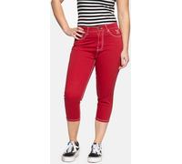 Queen Kerosin Betty Capri Jeans dames, rouge, taille 28 pour femmes