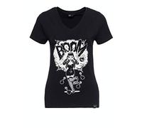 Queen Kerosin Boom Femme T-Shirt Manches Courtes Noir