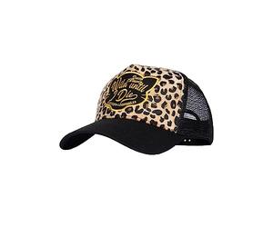 Queen Kerosin Casquette de camionneur pour femme - Aspect léopard - Casquette de motard - Peau léopard - Broderie avant - Patch logo - Casquette de camionneur - Casquette en maille - Wildcats, Effet