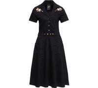 Queen Kerosin Femme 50s Swing Robe en jean avec broderieit Noir S