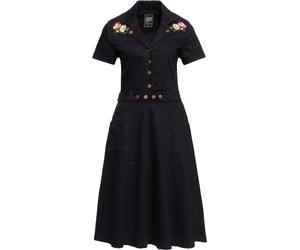 Queen Kerosin Femme 50s Swing Robe en jean avec broderieit Noir S