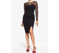 Queen Kerosin Femme Robe crayon en maille avecit Roses brodées Noir L