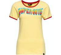 Queen Kerosin Femme Super Cutie Vintage Ringer T-shirt Jaune tendre 4XL