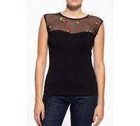 Queen Kerosin Femmes Roses Mesh Top Noir XS