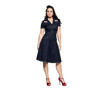 Queen Kerosin Robe en jean pour femme | Coupe droite | Western | Broderie - Bleu - 42