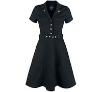 Queen Kerosin Robe Workwear Femme Robe mi-Longue Noir 78% Coton, 21% Polyester, 1% Elasthanne