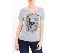 Queen Kerosin Skull, t-shirt femme XS Gris/Noir Gris/Noir