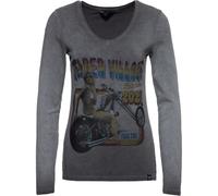 Queen Kerosin Slim Fit Longsleeve mit Imprimé rétro et effet oilwash QK4205558413 Anthrazit S