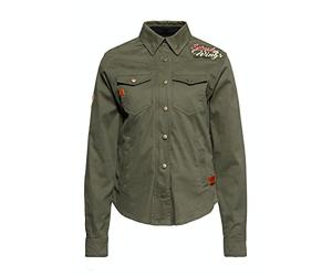 Queen Kerosin Spread Your Wings Chemise pour Dames (Olive,S)