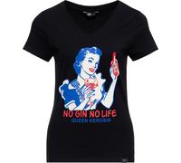Queen Kerosin T-shirt basique femme col V "No Gin No Life" QKU41017 XL