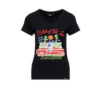 Queen Kerosin T-shirt pour femme | T-shirt à manches courtes | T-shirt imprimé | 50S | Rockabella | Vintage | Rétro | Imprimé California | Pinup Road to The Sun, Noir , S