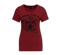 Queen Kerosin T-shirt vintage pour femme | T-shirt | Coupe ajustée | Imprimé sur le devant | Manches courtes | Halloween | Déclaration | Vintage | Citrouille | Cat Trick Or Treat, terra, XL