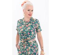 Queen Kerosin Tropical, chemisier XXL Vert/Jaune/Fuchsia Vert/Jaune/Fuchsia
