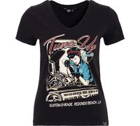 Queen Kerosin Tune Up, t-shirt femme L Noir/Bleu/Rouge Noir/Bleu/Rouge
