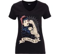 Queen Kerosin We Can Do It T-Shirt, Noir, L Femme