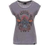 Queen Kerosin Wild & Free T-Shirt Femme, gris, taille L pour femmes