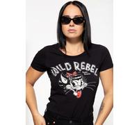 Queen Kerosin Wild Rebel T-Shirt Femme, noir, taille XL pour femmes