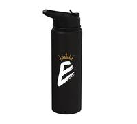 Queen King Lettre E - Lettre préférée avec alphabet couronne Stainless Steel Insulated Water Bottle