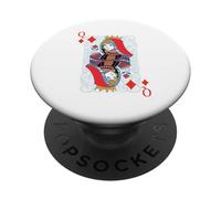 Queen of Diamonds Carte de Poker Blackjack PopSockets PopGrip Adhésif