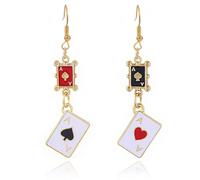 Queen of Hearts Boucles d'oreilles pendantes en forme de cœur Rouge/noir, Métal, Pas de pierre précieuse