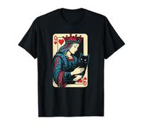 Queen of Hearts Cat Mom Playing Card Kitty Lover Valentine T-Shirt