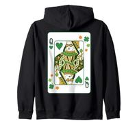 Queen of Hearts Classic Card Game Irish Saint Patrick's Day Sweat à Capuche