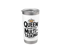 Queen of Multitasking Funny Mom Life Humour Gobelet isotherme en acier inoxydable double paroi
