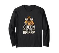 Queen of The Apiary Honeybee Hexagon Crest Women Manche Longue