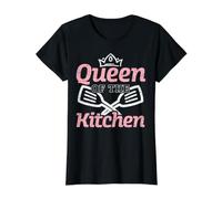 Queen of The Kitchen Cooking Master Toque de Chef T-Shirt Graphique avec Valeur, Femme, Noir, S